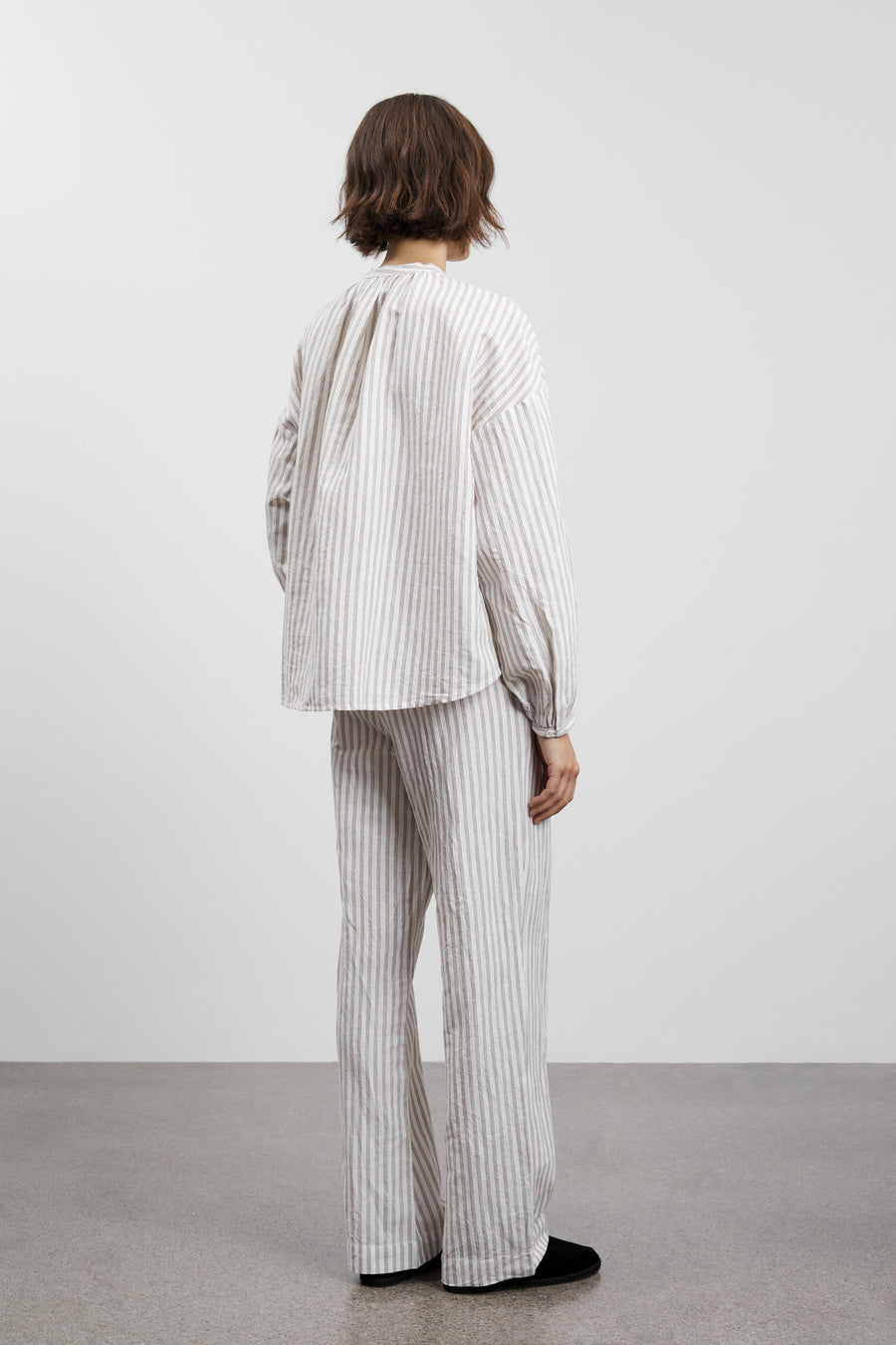 Cilla Shirt -Brown/Off white Stripe